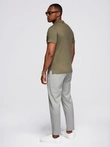 Men's polo t-shirt with decorative buttons - dark olive V5 S1744