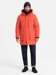 Men's long insulated jacket with reflective elements - orange V1 OM-JALJ-0169