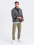 Pánske nohavice STRAIGHT LEG cargo s vreckami na zips - olivová V2 OM-PACG-0204