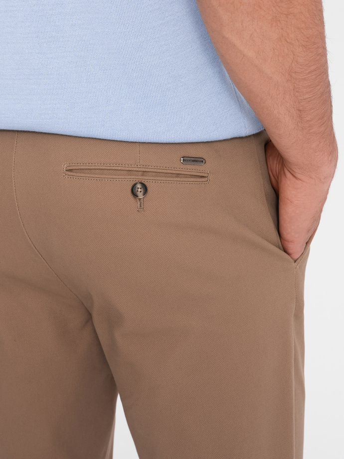Vyriškos SLIM FIT chino kelnės - šviesiai rudos spalvos V2 OM-PACP-0186