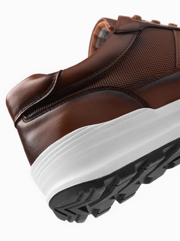 Pantofi sport bărbați adidași din piele ecologică - maro V1 OM-FOSL-0181