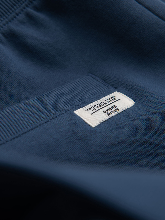 Men's knit shorts with drawstring and pockets - dark blue V4 OM-SRBS-0139