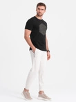 Men's geometric and logo printed cotton t-shirt - black V2 OM-TSPT-0141
