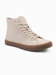 Men's ankle sneakers with rubber sole - cream V1 OM-FOTH-0187