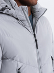 Men's winter jacket with unusual quilting - gray V6 OM-JAHP-0127