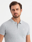 BASIC men's cotton polo t-shirt set - black/grey melange/white V2 OM-POBS-0133