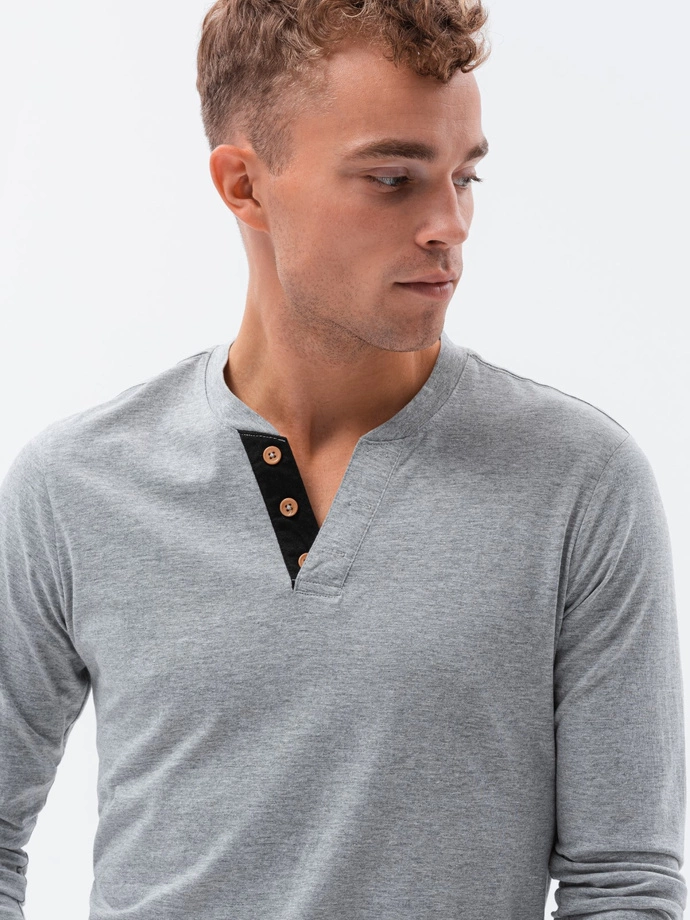 Men's plain longsleeve - light grey melange L133