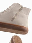 Men's ankle sneakers with rubber sole - cream V1 OM-FOTH-0187
