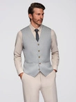 Men's jacquard suit vest without lapels - light grey V1 OM-BLZV-0106