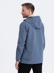 Men's transitional jacket with hood - blue V3 OM-JANP-22FW-005