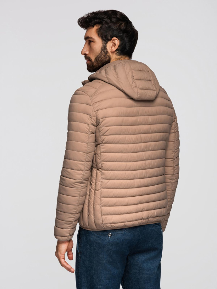 Juodos spalvos vyriška striukė bomber su kontrastingais briaunuotais kraštais V1 OM-JALP-22FW-007