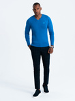 Elegant men's sweater with a v-neck - blue V19 OM-SWBS-0107