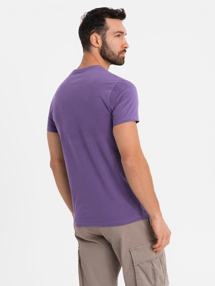 Men's classic cotton BASIC T-shirt - purple V13 OM-TSBS-0236