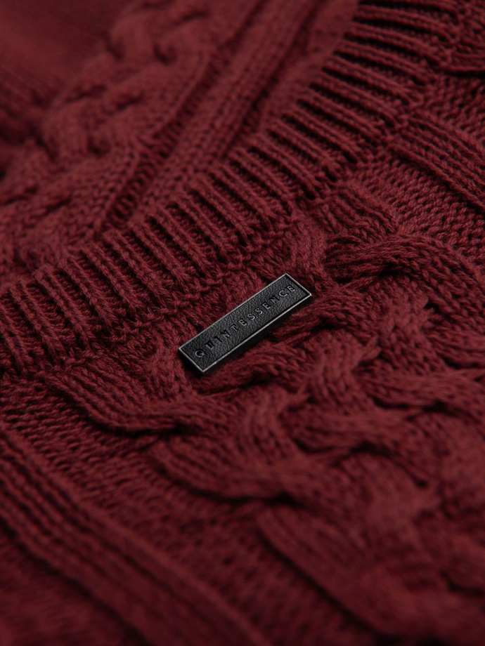 Elegantný pánsky sveter so zaujímavou väzbou - bordová V6 OM-SWSW-0173