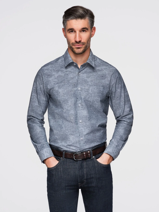 Classic men's flannel cotton plaid shirt - gray V3 OM-SHCS-0157