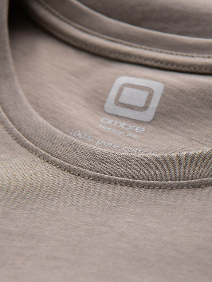 Tricou bărbătesc din bumbac imprimat - maro deschis V3 S1735