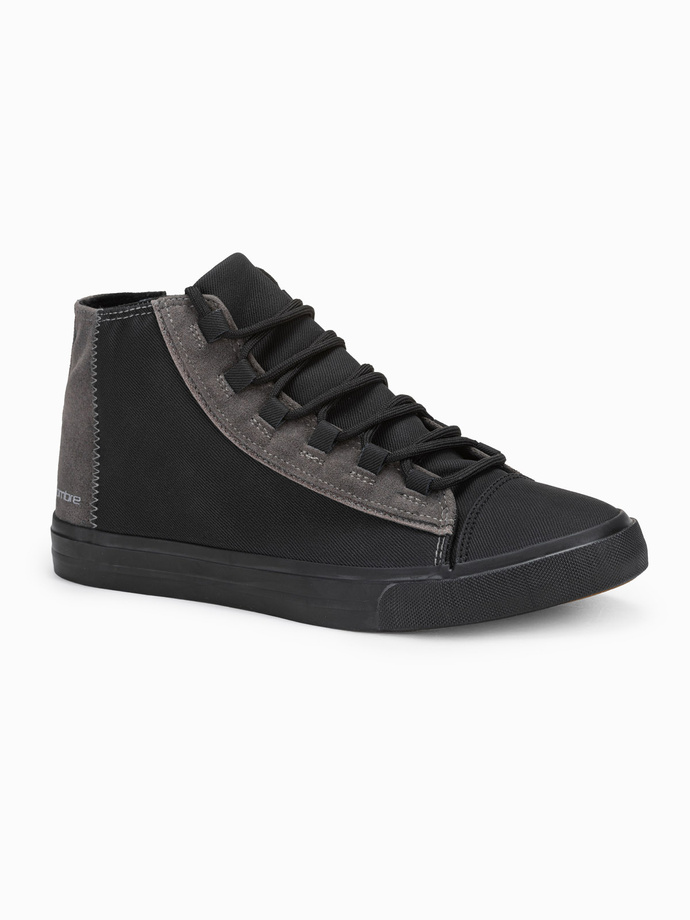 Pantofi sport pentru bărbați cu elemente contrastante - negru OM-FOTH-0140