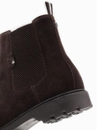 Men's suede slip-on shoes with high upper - dark brown V2 OM-FOBO-0173