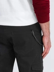 Men's pants with cargo pockets and leg hem - black V5 OM-PACG-0189