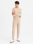 Tricou de bumbac BASIC pentru bărbați, set tricou + pantaloni de jogging - bej V6 Z84