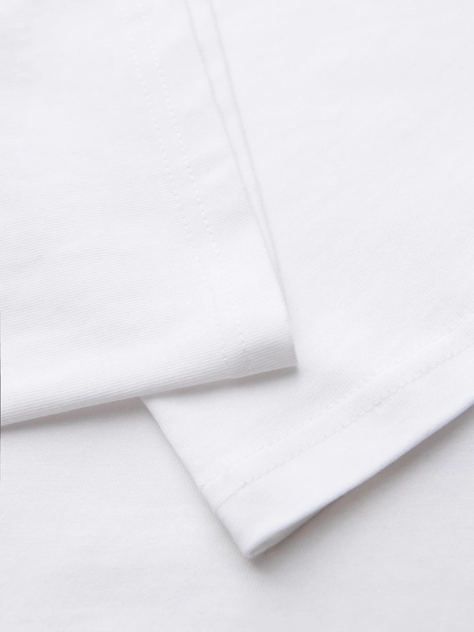 Pánske bavlnené tričko s aplikáciou šperkov na hrudi - off white V2 OM-TSCT-0290