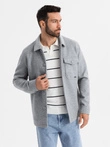 Jachetă fleece pentru bărbați din viscoză ușoară - gri V2 OM-JANP-0199