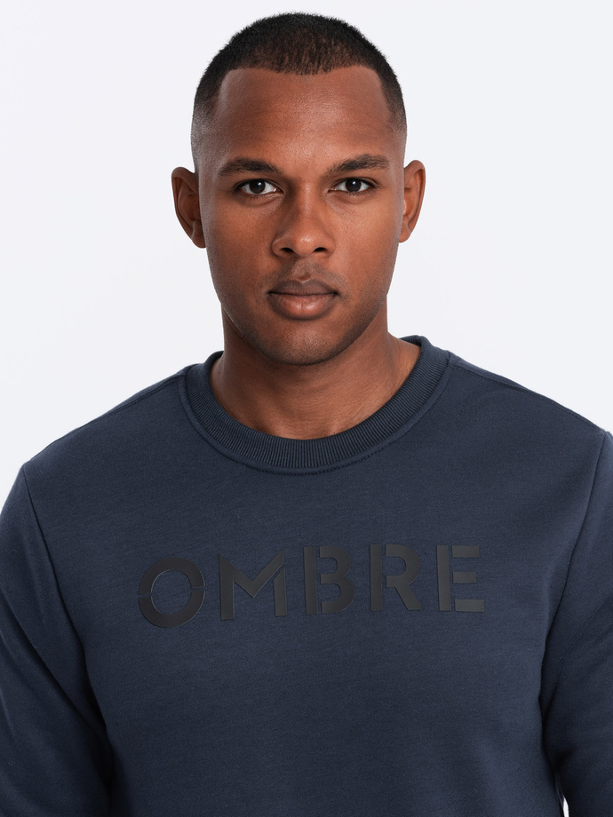 Classic men's sweatshirt with inscription - navy blue V3 OM-SSPS-0181