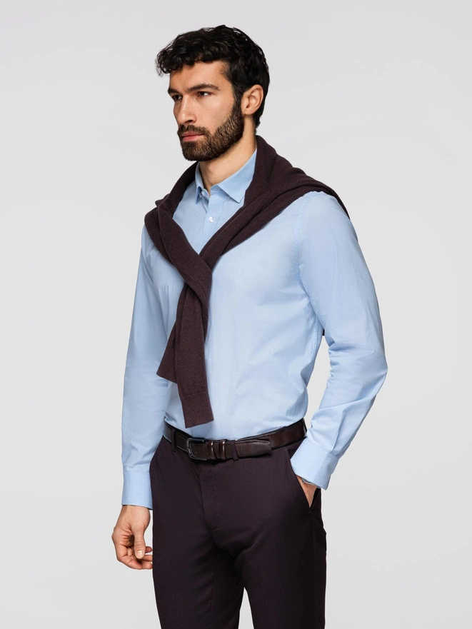 Classic men's cotton REGULAR shirt - blue V1 K699