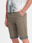 Pantaloni pantaloni scurți chinos pentru bărbați cu întoarcere contrastantă - olive V2 W421