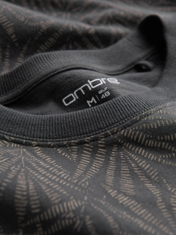 Men's full-print t-shirt in palm leaves - graphite V4 OM-TSFP-0182