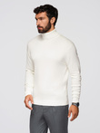 Men's knitted fitted turtleneck with viscose - ecru V3 OM-SWTN-0101
