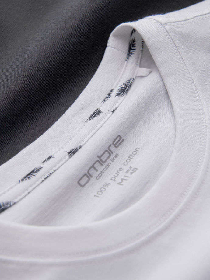 Vyriški dvispalviai marškinėliai su palmių lapų piešiniu - grafito spalvos V2 OM-TSPT-0177