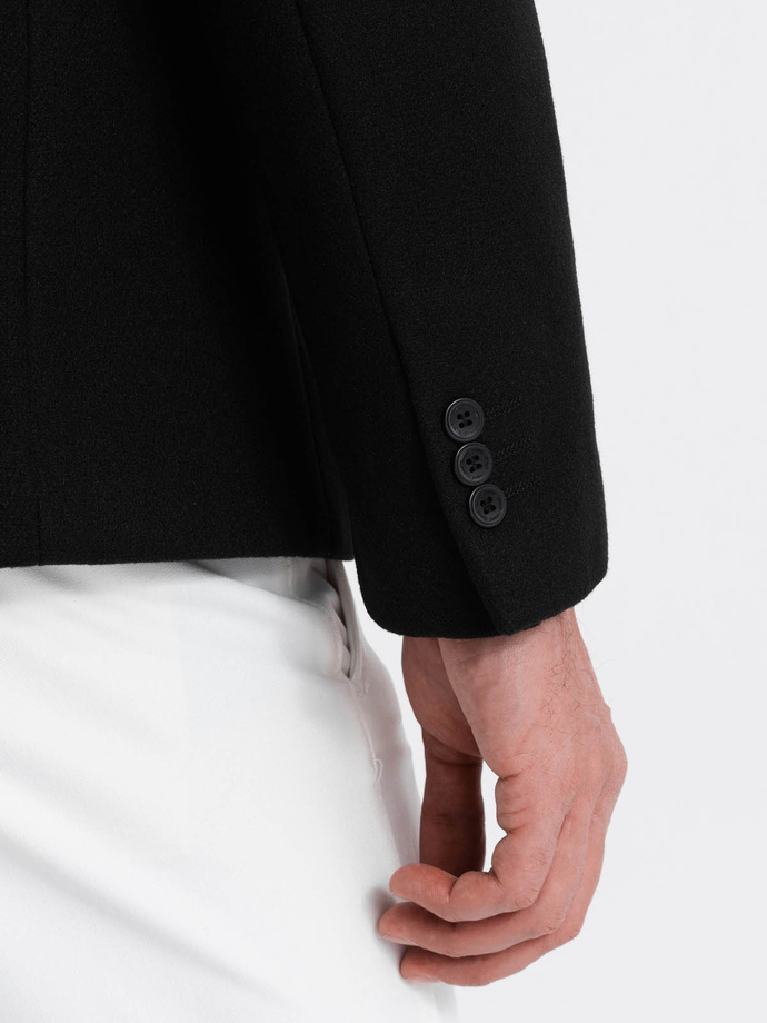 Men's casual blazer with decorative buttons on cuffs - black V3 OM-BLZB-0118