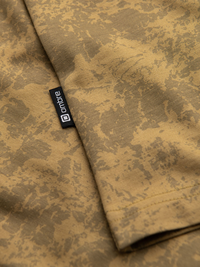 Tricou cu mânecă scurtă din bumbac cu model pentru bărbați - olive V3 OM-TSFP-0223