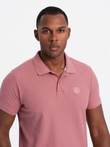 Tricou polo BASIC pentru bărbați, tricou piqué monocolor - roz închis V7 OM-POBS-0100