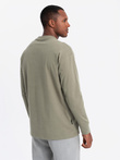 Men's cotton longsleeve LOOSE FIT with round neckline - khaki V4 OM-LSBC-0129