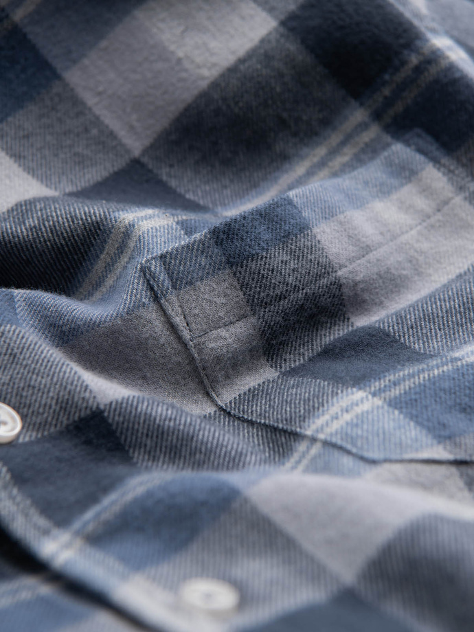 Pánská kostkovaná flanelová košile - modrošedá V1 OM-SHCS-0150