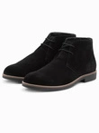 Men's leather tied ankle boots - black V2 OM-FOCS-0136