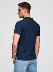 BASIC men's single color pique knit polo shirt - navy blue V2 OM-POBS-0100