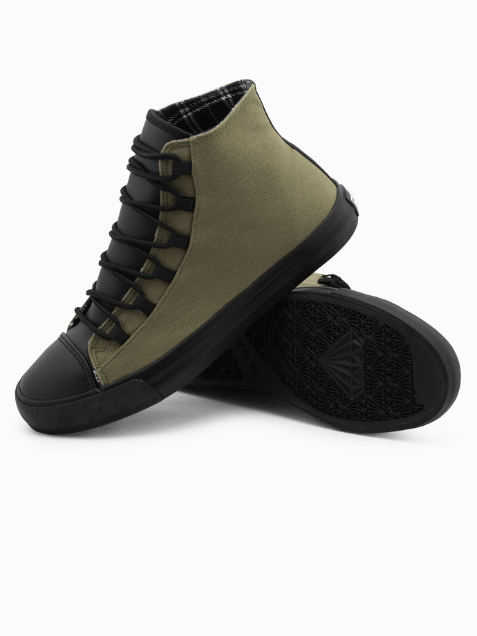 Men's shoes sneakers in combined materials - olive V5 OM-FOTH-0143