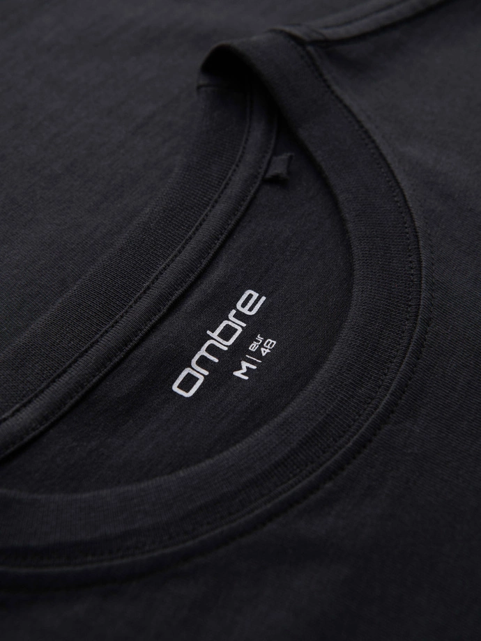 Tricou tricotat imprimat pentru bărbați cu croială REGULARĂ - negru V2 OM-TSPT-0231