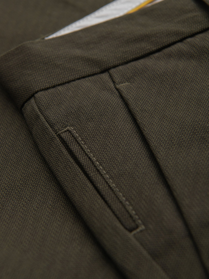 Pánské chino kalhoty REGULAR FIT s jemnou strukturou - tmavě zelené V4 OM-PACP-0184