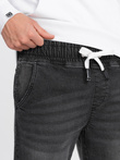 Men's JOGGER denim pants with rubbing - black V2 OM-PADJ-0150