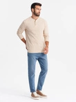 Pánske džínsové nohavice CARROT FIT s jemným odieraním - modré V1 OM-PADP-0162