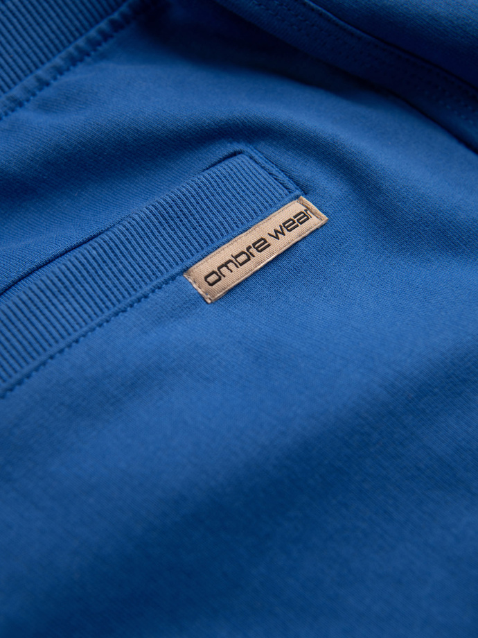 Men's sweat shorts with rounded leg - blue V1 OM-SRSK-0105