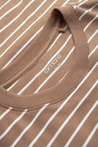 Men's striped t-shirt with Ombre Design patch - brown and white V7 OM-TSCT-0183
