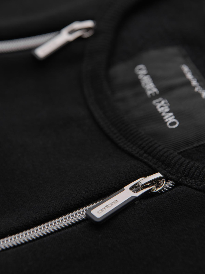 Praná pánská mikina s ozdobným prošitím u výstřihu - světle modrá V3 OM-SSDS-0131