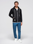 Men's BASIC unbuttoned hooded sweatshirt - black V5 OM-SSBZ-0178