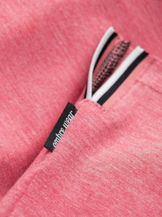 Pánske tričko henley s ozdobným rebrovaním - červené V1 OM-TSCT-0175