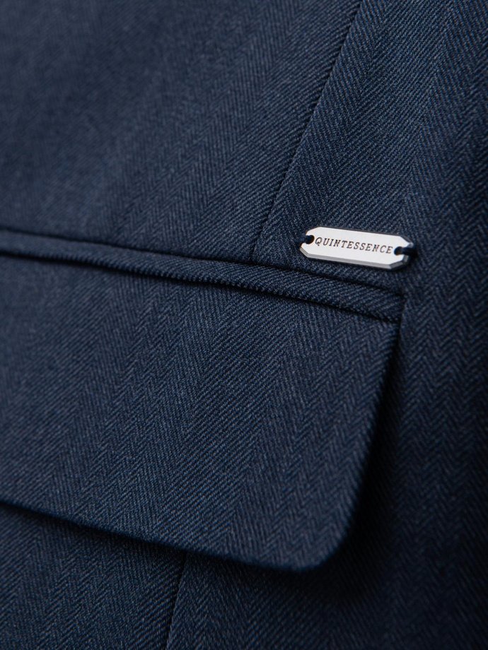 Elegantní pánská bunda SLIM FIT s rayonem - tmavě modrá V3 OM-BLZB-0135